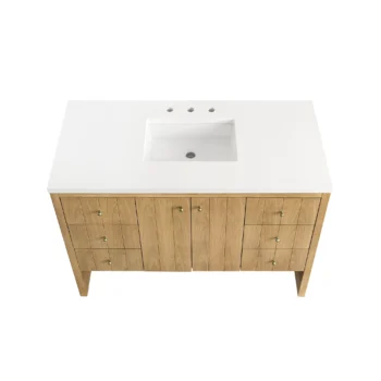 Hudson 48" Single Vanity, Light Natural Oak w/ 3 CM White Zeus Top - Image 6