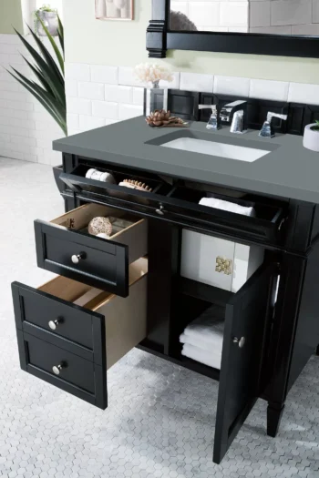 Brittany 36" Single Vanity, Black Onyx w/ 3 CM Cala Blue Top - Image 4