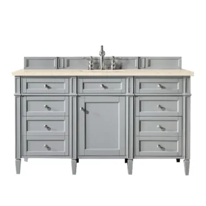 Brittany 60″ Single Vanity, Urban Gray w/ 3 CM Eternal Marfil Quartz Top