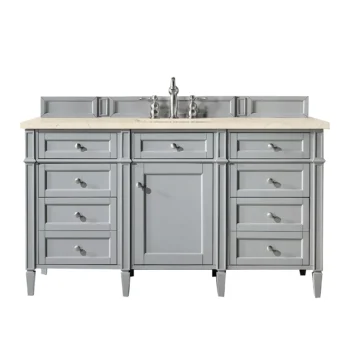 Brittany 60" Single Vanity, Urban Gray w/ 3 CM Eternal Marfil Quartz Top
