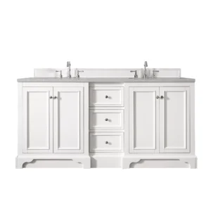 De Soto 72″ Double Vanity, Bright White w/ 3 CM Eternal Serena Quartz Top