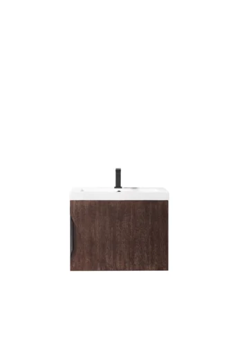 Columbia 24" Single Vanity, Coffee Oak w/ White Glossy Composite Stone Top - Image 6