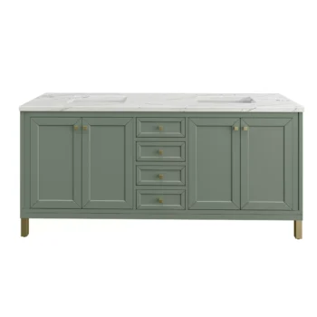 Chicago 72" Double Vanity, Smokey Celadon w/ 3 CM Ethereal Noctis Top - Image 2