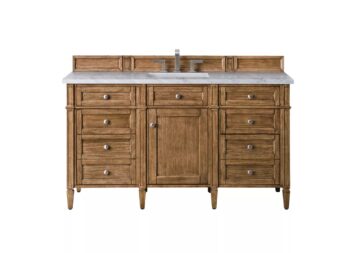 Brittany 60" Single Vanity, Saddle Brown w/ 3 CM Eternal Jasmine Pearl Quartz Top