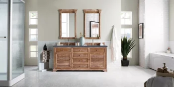 Savannah 72" Double Vanity, Driftwood w/ 3 CM Charcoal Soapstone Quartz Top - Image 2