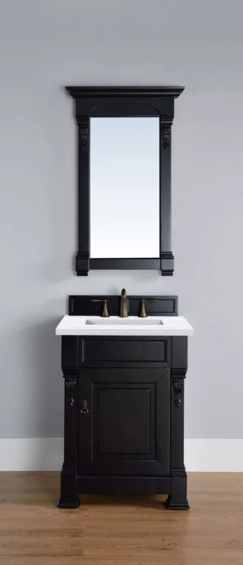 Brookfield 26" Single Vanity, Antique Black w/ 3 CM Arctic Fall Solid Surface Top - Image 2
