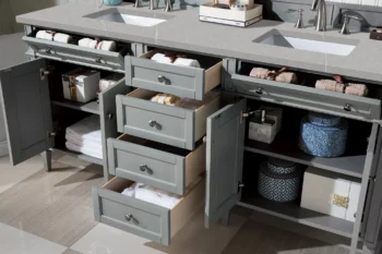 Brittany 72" Double Vanity, Urban Gray w/ 3 CM Eternal Serena Quartz Top - Image 4