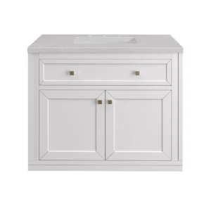Chicago 36″ Single Vanity, Glossy White w/ 3 CM Eternal Serena Top