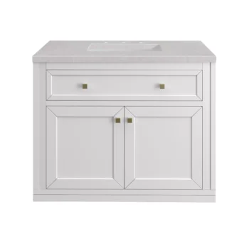 Chicago 36" Single Vanity, Glossy White w/ 3 CM Eternal Serena Top