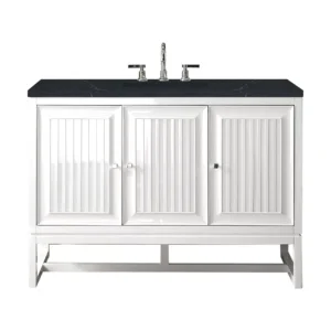 Athens 48″ Single Vanity, Glossy White w/ 3 CM Charcoal Soapstone Quartz Top