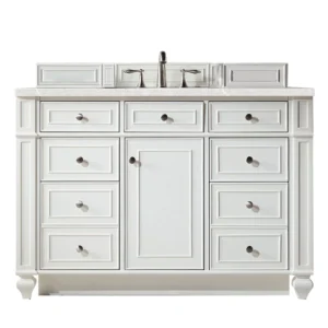 Bristol 48″ Single Vanity, Bright White w/ 3 CM Eternal Serena Quartz Top