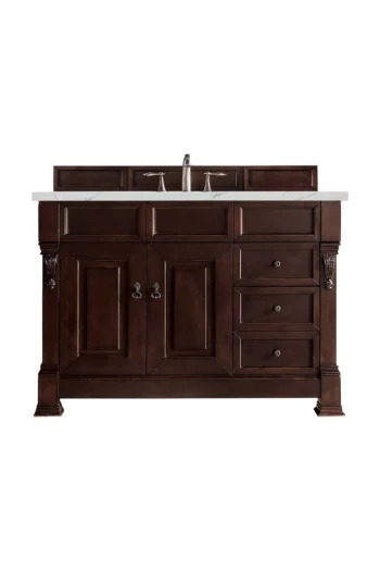 Brookfield 48" Single Vanity, Burnished Mahogany w/ 3 CM Ethereal Noctis Quartz Top