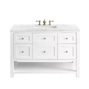 Breckenridge 48″ Single Vanity, Bright White w/ 3 CM Arctic Fall Top