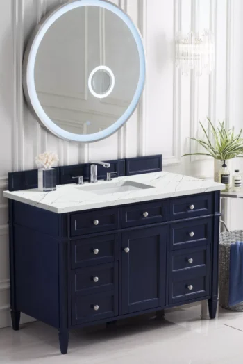 Brittany 48" Single Vanity, Victory Blue w/ 3 CM Ethereal Noctis Quartz Top - Image 3