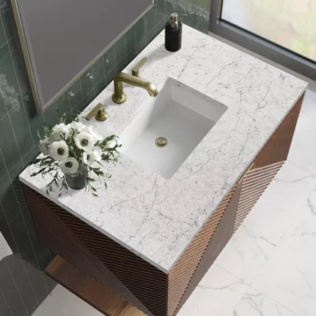 Marcello 36" Single Vanity, Chestnut w/ 3 CM Eternal Jasmine Pearl Top - Image 5