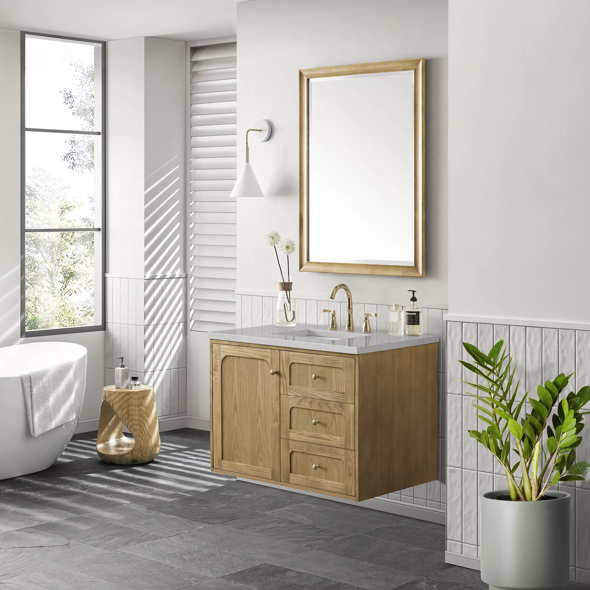 Laurent 36" Single Vanity, Light Natural Oak w/ 3 CM Eternal Serena Top - Image 4