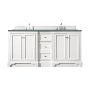 De Soto 72″ Double Vanity, Bright White w/ 3 CM Cala Blue Top