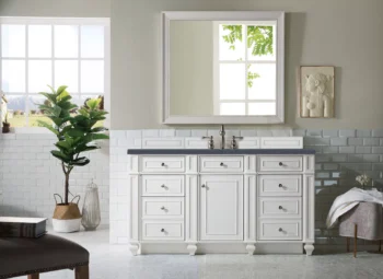 Bristol 60" Single Vanity, Bright White w/ 3 CM Charcoal Soapstone Quartz Top - Image 2