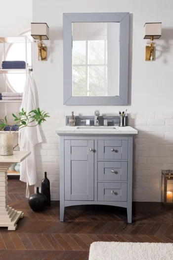 Palisades 30" Single Vanity, Silver Gray w/ 3 CM Eternal Jasmine Pearl Quartz Top