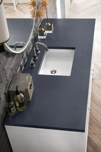 Athens 60" Single Vanity, Glossy White w/ 3 CM Charcoal Soapstone Quartz Top - Image 4