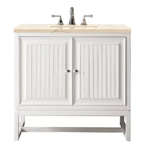 Athens 36″ Single Vanity, Glossy White w/ 3 CM Eternal Marfil Top