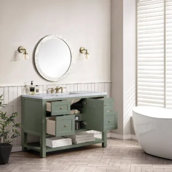 Breckenridge 48" Single Vanity, Smokey Celadon w/ 3 CM Carrara Marble Top - Image 4