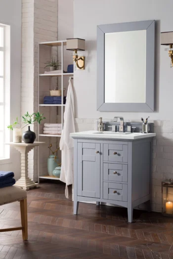 Palisades 30" Single Vanity, Silver Gray w/ 3 CM Ethereal Noctis Quartz Top - Image 3