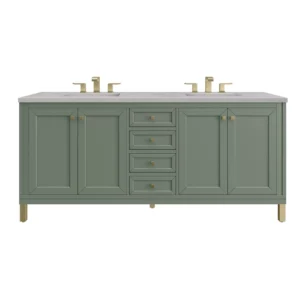 Chicago 72″ Double Vanity, Smokey Celadon w/ 3 CM Eternal Serena Top