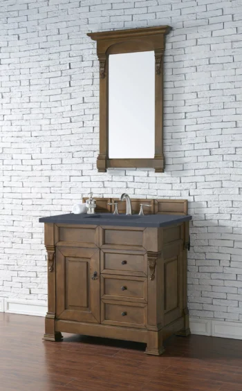 Brookfield 36" Single Vanity, Country Oak w/ 3 CM Charcoal Soapstone Quartz Top - Image 3