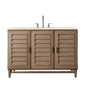 Portland 48″ Single Vanity Whitewashed Walnut w/ 3 CM Eternal Marfil Quartz Top