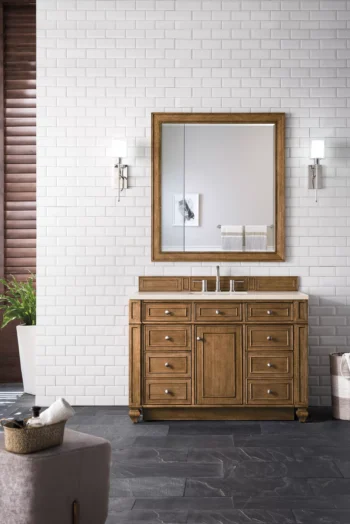 Bristol 48" Single Vanity, Saddle Brown w/ 3 CM Eternal Marfil Quartz Top - Image 2