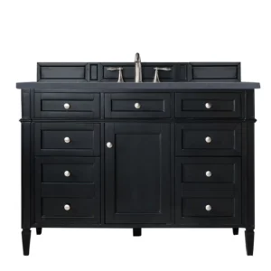 Brittany 48″ Single Vanity, Black Onyx w/ 3 CM Charcoal Soapstone Quartz Top