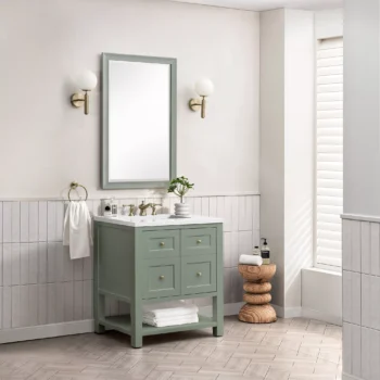Breckenridge 30" Single Vanity, Smokey Celadon w/ 3 CM White Zeus Top - Image 4
