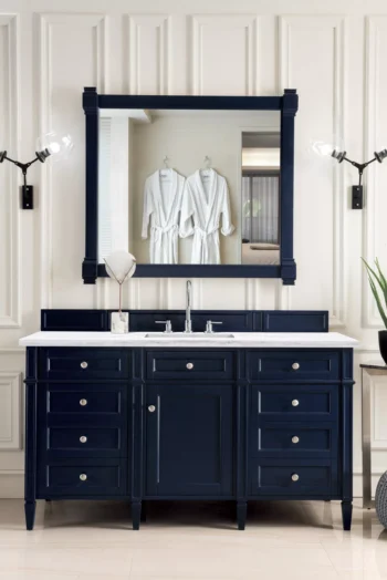 Brittany 60" Single Vanity, Victory Blue w/ 3 CM Arctic Fall Solid Surface Top - Image 2
