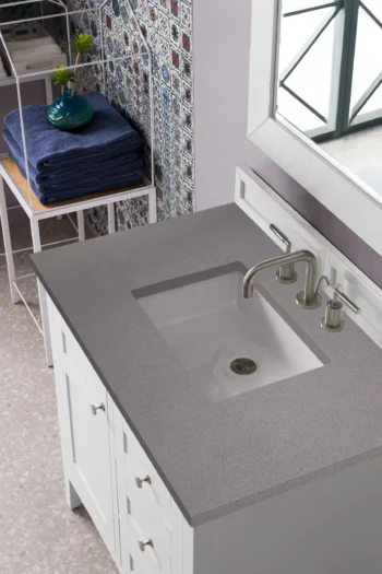 Palisades 36" Single Vanity, Bright White w/ 3 CM Grey Expo Top - Image 2
