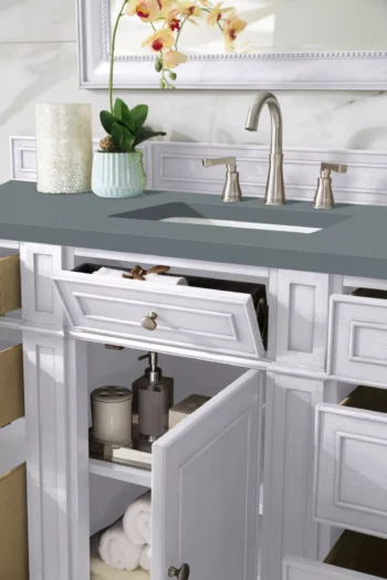 Bristol 60" Single Vanity, Bright White w/ 3 CM Cala Blue Top - Image 4