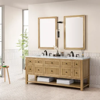 Breckenridge 72" Double Vanity, Light Natural Oak w/ 3 CM Ethereal Noctis Top - Image 4
