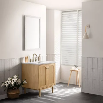 Laurent 30" Single Vanity, Light Natural Oak w/ 3 CM Arctic Fall Top - Image 5