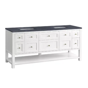 Breckenridge 72" Double Vanity, Bright White w/ 3 CM Charcoal Soapstone Top - Image 6