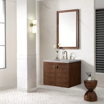 Amberly 30" Single Vanity, Mid-Century Walnut w/ 3 CM Eternal Serena Top - Image 6