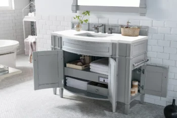 Brittany 46" Single Vanity, Urban Gray w/ 3 CM White Zeus Quartz Top - Image 4