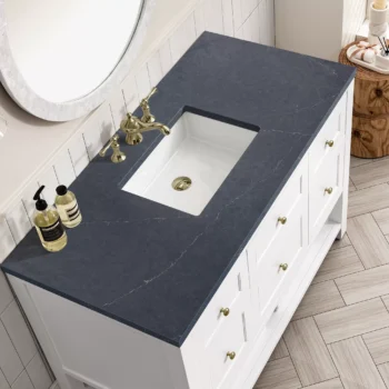 Breckenridge 48" Single Vanity, Bright White w/ 3 CM Charcoal Soapstone Top - Image 5