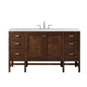 Addison 60″ Single Vanity, Mid-Century Acacia w/ 3 CM Carrara White Top