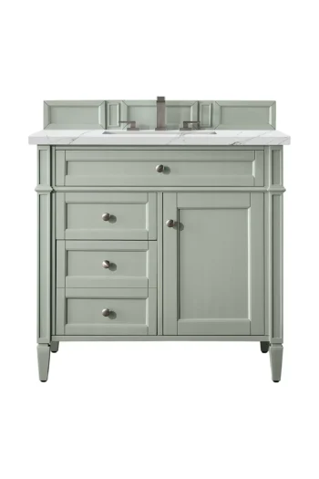 Brittany 36" Single Vanity, Sage Green w/ 3 CM Ethereal Noctis Quartz Top