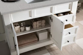 Brookfield 48" Single Vanity, Bright White w/ 3 CM Eternal Serena Quartz Top - Image 4