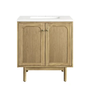Laurent 30″ Single Vanity, Light Natural Oak w/ 3 CM White Zeus Top