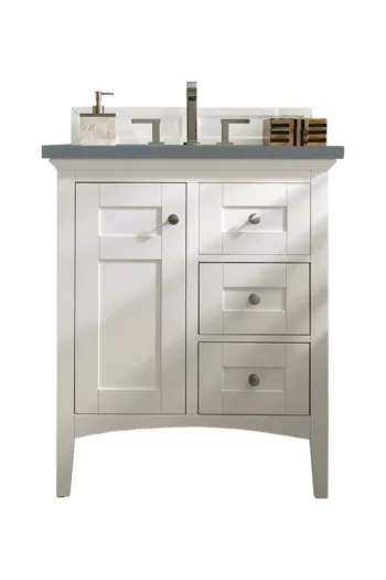 Palisades 30" Single Vanity, Bright White w/ 3 CM Cala Blue Top