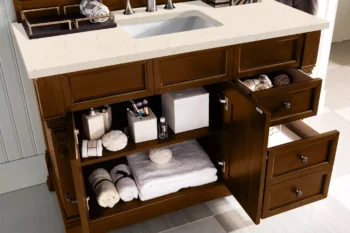 Brookfield 48" Single Vanity, Country Oak w/ 3 CM Eternal Marfil Quartz Top - Image 4