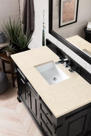 Brookfield 48" Single Vanity, Antique Black w/ 3 CM Eternal Marfil Quartz Top - Image 3
