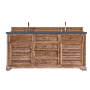 Savannah 72″ Double Vanity, Driftwood w/ 3 CM Charcoal Soapstone Quartz Top